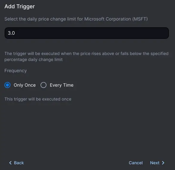percentage change alert